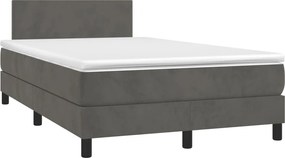 vidaXL Pat box spring cu saltea, gri închis, 120x190 cm, catifea