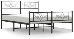 355285 vidaXL Cadru pat metalic cu tăblie de cap/picioare, negru, 140x190 cm