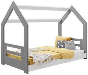 Pat montessori 160x80 căsuță pentru copii Cottage gri D2B cu somieră