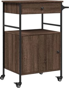 vidaXL Cărucior de bucătărie, stejar maro 56x43x89,5 cm lemn prelucrat