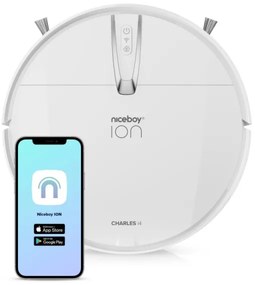 Niceboy ION Charles i4 - Aspirator robot 2în1 4400 mAh Wi-Fi alb + DO