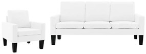 3056668 vidaXL Set de canapele, 2 piese, alb, piele ecologică