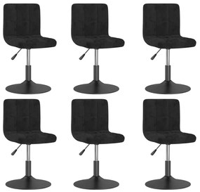 vidaXL Scaune de sufragerie pivotante 6 buc, negru, catifea