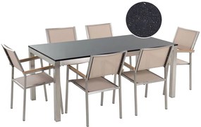 Set de masă pentru grădină Grosso (bej) (scaune bej) (pentru 6 persoane) (piatră). 1011639