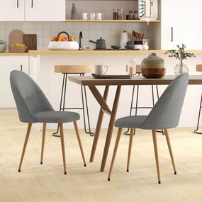 HOMCOM Pachet de 2 Scaune de Sufragerie Scaune de Bucătărie Tapitate cu Material Textil de In și Picioare din Oțel Capacitate 120 kg 50x52x83 cm Gri | Aosom Romania