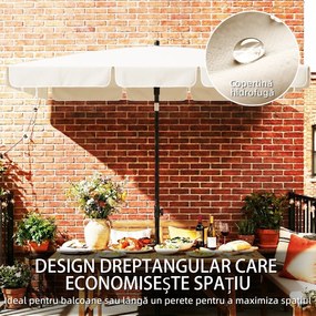 Outsunny Umbrelă dreptunghiulară de exterior cu manivelă, înclinare reglabilă, bej | Aosom Romania