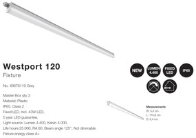 Plafoniera LED design liniar IP65 Westport 120 / 43W 49676110 NL