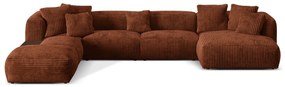 Coltar modular Martina in forma de U cu colt pe partea stanga si tapiterie din catifea reiata