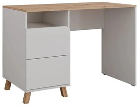 BIA12 - Birou 110 cm, masa de calculator office - Alb / Antracit - Culoarea Stejar