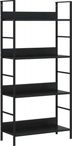 vidaXL Etajeră cărți 4 rafturi, negru, 60x27,6x124,5 cm lemn prelucrat