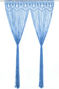 vidaXL Perdea macrame, albastru, 140 x 240 cm, bumbac