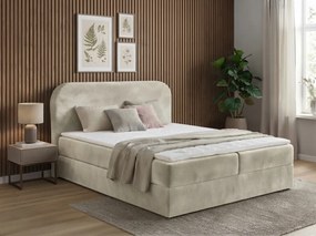 Pat boxspring capitonat FORENA 160x200 cm crem Saltea: Saltea cu arcuri Bonell