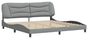 3207793 vidaXL Cadru de pat cu tăblie, gri deschis, 200x200 cm, textil