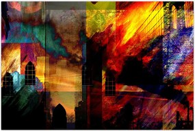 Tablou - Oraș colorat, abstracție (90x60 cm)