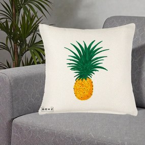 Perna Decorativa Ananas Tropical, 40x40 cm, Crem Reliefat, Husa Detasabila, Perna Inclusa, BEKZ®