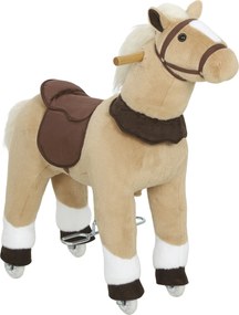 AIYAPLAY Cal de legănat animal de legănat pe roți cu șa și ham pentru copii 3-5 ani 72 x 32 x 80 cm maro | Aosom Romania