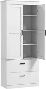 HOMCOM Dulap de bucătărie bufet vitrină mobilier de depozitare cu compartiment, 2 sertare și rafturi reglabile, gri | Aosom Romania