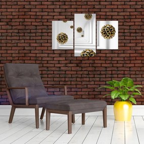 Tablou abstract cu mingi de fotbal (90x60 cm)