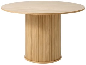 Masă de dining rotundă cu aspect de lemn de stejar ø 120 cm Nola – Unique Furniture