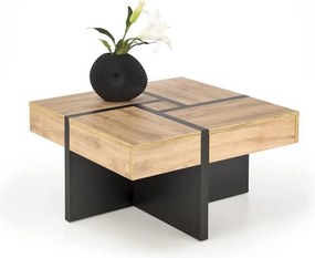 Masuta SEVILLA S, stejar/negru, PAL laminat, 80x80x47 cm