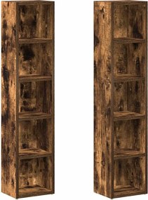 vidaXL Dulap CD-uri 2 buc. stejar fumuriu 21x16x93,5 cm lemn prelucrat