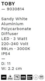 Spot LED aplicat iluminat exterior ambiental IP54 TOBY D-11cm alb