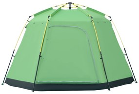 Outsunny Cort de Camping pentru 6 Persoane Cort de Familie Cort de Cupolă Piele ecologică 2000mm instalare ușoară pentru tabere trekking festival oțel fibre de sticlă verde 320 x 320 x 180 cm | Aosom Romania