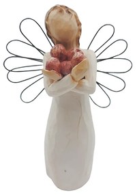 Figurina Inger cu mere in maini, Laila, Bej, 12.5cm