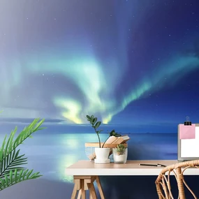 Fototapet autoadeziv aurora polară deasupra oceanului