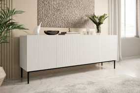 Comodă Nicole 200 cm - alb mat / picioare negre