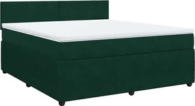 vidaXL Pat box spring cu saltea, verde închis, 180x200 cm, catifea