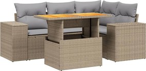 vidaXL Set canapele de grădină cu perne, 5 piese, bej, poliratan