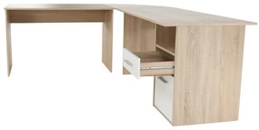 Masă PC de colţ, stejar sonoma/albă, MAURUS NEW MA11