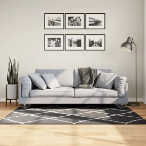 vidaXL Covor pufos &quot;PAMPLONA&quot; fire înalte negru/crem modern 120x170 cm