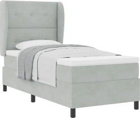 vidaXL Pat cu arcuri cu saltea Gri deschis 200 x 80 cm Catifea