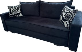 Canapea LARISA extensibila, 3 locuri, lada de depozitare, stofa gri inchis, 220x95x85 Negru, Catifea