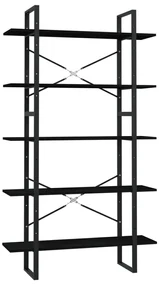 3082007 vidaXL Bibliotecă cu 5 rafturi, negru, 100x30x175 cm, lemn masiv pin