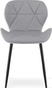 Scaun de dining MANGO din piele ecologica cu picioare negre, gri-alb