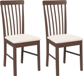 vidaXL Scaune sufragerie cu perne 2 buc. cauciuc din lemn masiv maro