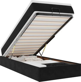 vidaXL Cadru de pat otoman cu saltea, catifea neagră 90x200 cm