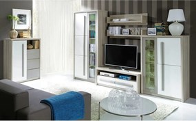 Mobilier living ROMA A + comoda ROMA 8, stejar ferrara/alb, PAL lamina