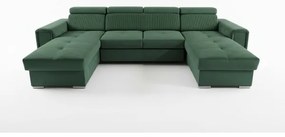Rozk. canapea colț universal în U cu spațiu depozitare SALVADA verde