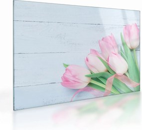 Tablou pe sticlă - Buchet de lalele (70x50 cm)