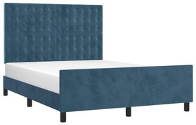 3125999 vidaXL Cadru de pat cu tăblie, albastru închis, 140x190 cm, catifea