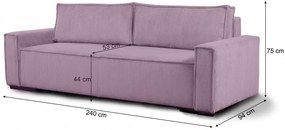 Canapea extensibila trei locuri cu taburet SMART SET, lila