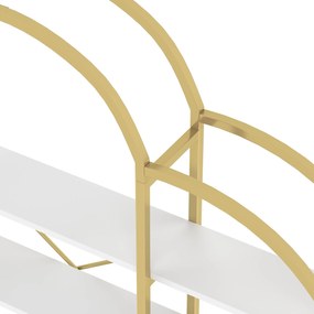 Raft în stil simplu, cinci straturi de depozitare, formă unică de nor, 170x26x190 cm, Aur + Alb