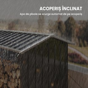 Outsunny Suport de Lemne cu Structură din Oțel Galvanizat 240x86x160cm Negru | Aosom Romania