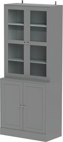 HOMCOM Bibliotecă vitrină, corp de depozitare cu 6 niveluri cu 4 uși dintre care 2 din sticlă securizată, rafturi reglabile, alb | Aosom Romania