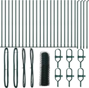 vidaXL Stâlp de gard. Verde 50 x 0,5 m (plasă de 50 mm) Oțel și PVC