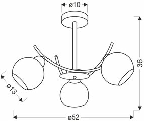 Lustră pe tijă AMOS 3xE27/40W/230V auriu